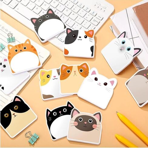 12 Pack Cute Cat Sticky Notes - Creative Journal Convenience Stickers, Fun Self-Adhesive Memo Pads for Notebooks, Note Taking & Daily Reminders in Kuwait