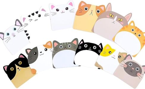 12 Pack Cute Cat Sticky Notes - Creative Journal Convenience Stickers, Fun Self-Adhesive Memo Pads for Notebooks, Note Taking & Daily Reminders in Kuwait