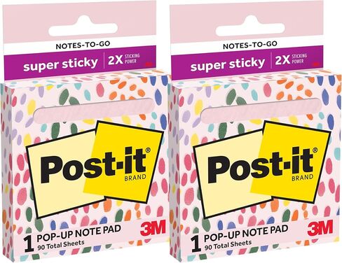 Post-it Super Sticky Pop-up Notes, 2 Pack, 3 in x 3 in (76 mm x 76 mm), Pink Salt, 2 Dispensers with 90 Sheets/Pad (180 Sheets Total), Portable Sticky Notes for Walls, Doors, Planners in Kuwait