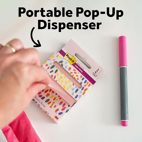 Post-it Super Sticky Pop-up Notes, 2 Pack, 3 in x 3 in (76 mm x 76 mm), Pink Salt, 2 Dispensers with 90 Sheets/Pad (180 Sheets Total), Portable Sticky Notes for Walls, Doors, Planners in Kuwait