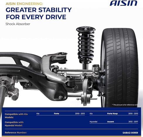 AISIN AFTERMARKET SABAZ-00959 مجموعة من 2 ممتص صدمات التعليق الخلفي - متوافق مع Hyundai Accent 2012-2017، Kia Forte 2010-2013 in Kuwait