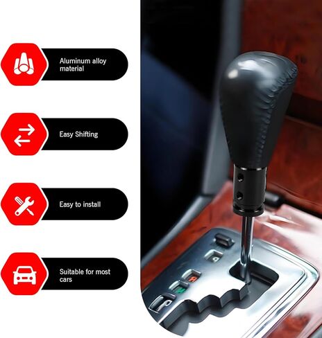 M12 x 1.25 Car Shift Knob Adapter, Aluminum Alloy Gear Shifter Adapter, Non-Threaded Car Manual Shift Connector Modification Replacement, Universal for Most Cars, SUVs, Trucks (Black) in Saudi Arabia
