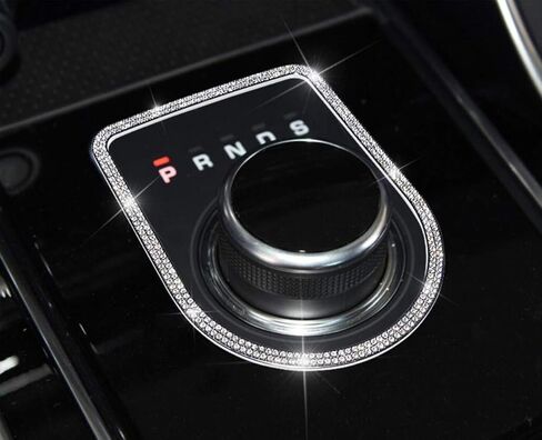 Car Bling Decals Cover Accessories for Jaguar F-pace XE XF XJ Gear Shift Knob Rhinestone Decals Bling Interior Accessories (Silver) in Saudi Arabia