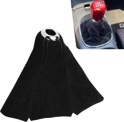 Car Shift Boot Cover, Suede Leather Auto Gear Shift Knob Boot Dust Cover, Manual/Auto Shifter Boots Sleeve Protector, Black Gear Shift Cover Replacement, Car Interior Accessory for Car, Sedan in Saudi Arabia