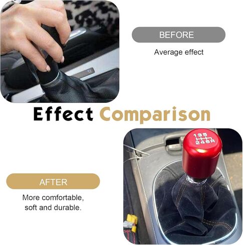 Car Shift Boot Cover, Suede Leather Auto Gear Shift Knob Boot Dust Cover, Manual/Auto Shifter Boots Sleeve Protector, Black Gear Shift Cover Replacement, Car Interior Accessory for Car, Sedan in Saudi Arabia