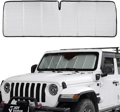JOYTUTUS مظلة الشمس للزجاج الأمامي متوافقة مع Jeep Wrangler JL/JK 2007-2026، Gladiator 2020-2026 مظلة النافذة الأمامية - مظلة شمسية من 4 طبقات in Kuwait
