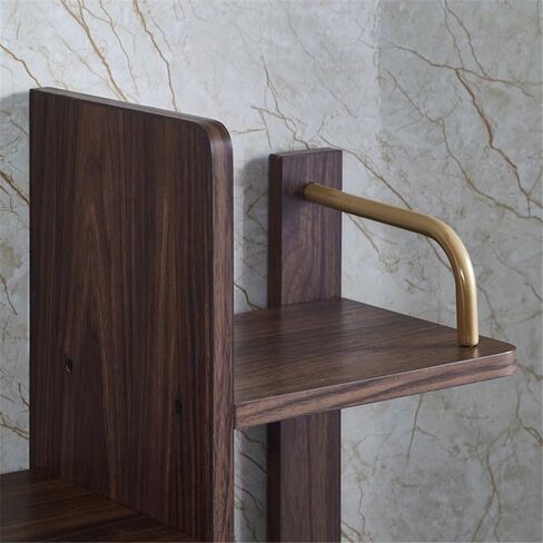 Bookshelf Black Walnut Colour Artificial Board Desktop Bookshelf, with Gold Iron Pipe Storage Organizer, Study Office Supplies Display Shelf for Living Room Home Office in Saudi Arabia
