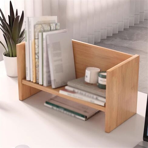 Bookshelf Desktop Shelf Tilting Small Wooden Bookshelf, Stationery Accessories Display Rack, Office Supplies Organizer (2 Color) for Living Room Home Office(Original Wood Colour) in Saudi Arabia