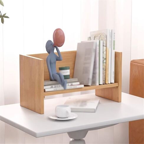 Bookshelf Desktop Shelf Tilting Small Wooden Bookshelf, Stationery Accessories Display Rack, Office Supplies Organizer (2 Color) for Living Room Home Office(Original Wood Colour) in Saudi Arabia