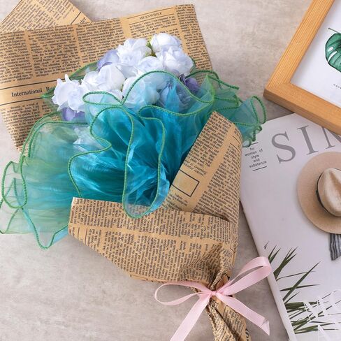 5 Yards Ruffle Lace Trims, Organza Ruffled Lace Fabric, Pleated Ribbon Sewing Decoration for Bridal Wedding Dresses Bouquets Clothing Hair Accessories Flower Packages DIY Crafts- Green in Saudi Arabia