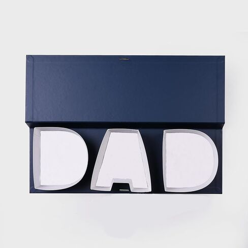 Geoto 17.3x6x2in Fillable DAD Shaped Letter Box 1 Pack, Empty Gift Wrapping Box for Father's Day Packing (Navy Blue) in Saudi Arabia