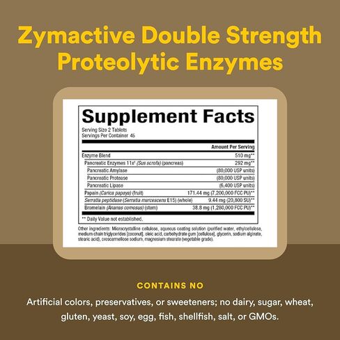 Natural Factors - Zymactive Proteolytic Enzyme Double Strength, Supports a Healthy Inflammatory Response to Help Muscle and Joint Function, Gluten Free, Non-GMO, 30 Enteric Coated Tablets in Saudi Arabia