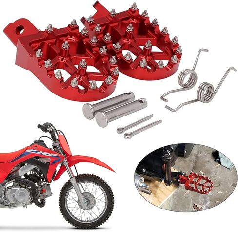 أوتاد القدم الحمراء الدواسات خطوة أوتاد القدم لهوندا CRF110F 2013-2025 و CRF125F 2014-2025 الترابية دراجة الطرق غير الممهدة | يستبدل جزء OEM 50612-KYK-305، 50642-KYK-305 in Kuwait