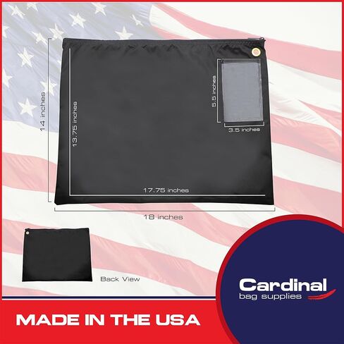 Interoffice Mail Bag 200 Denier Transit Bag, Envelope Mailer, Large Zipper Bag, Black (18 x 14 Inch) in Kuwait