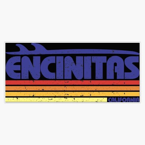 Encinitas California USA Surfing Retro Window Water Bottle Bumper Sticker Decal 5" in Kuwait