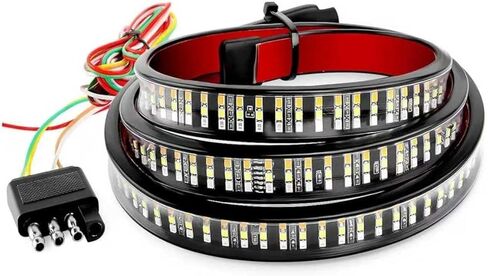 Tailgate Light Bar, 60" 3 Color Flow Effect LED Tail Strip, IP65 Waterproof Brake & Running & Reverse Light Bar, Plug and Play Assembly for Pickup Truck SUV Van (Multicolored) in Saudi Arabia