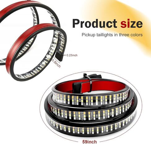 Tailgate Light Bar, 60" 3 Color Flow Effect LED Tail Strip, IP65 Waterproof Brake & Running & Reverse Light Bar, Plug and Play Assembly for Pickup Truck SUV Van (Multicolored) in Saudi Arabia