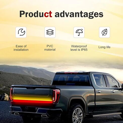 Tailgate Light Bar, 60" 3 Color Flow Effect LED Tail Strip, IP65 Waterproof Brake & Running & Reverse Light Bar, Plug and Play Assembly for Pickup Truck SUV Van (Multicolored) in Saudi Arabia