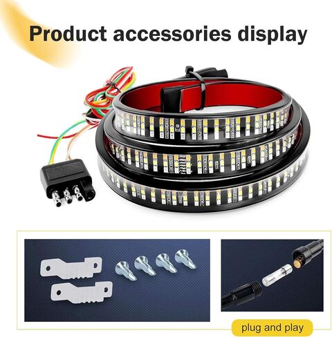 Tailgate Light Bar, 60" 3 Color Flow Effect LED Tail Strip, IP65 Waterproof Brake & Running & Reverse Light Bar, Plug and Play Assembly for Pickup Truck SUV Van (Multicolored) in Saudi Arabia