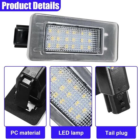2PCS Car LED License Plate Light, Automotive Rear Tag Lamp Assembly Kit, Vehicle License Plate Lighting Bulb Replacement Accessories Compatible with Most Cars (Black) in Saudi Arabia