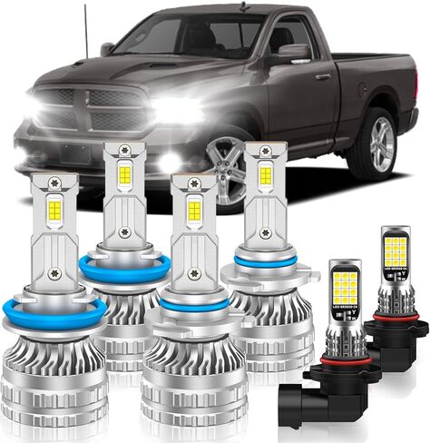 Fog Bulbs Fit for Dodge Ram 1500 2500 3500 (2009-2018) High&Low Beam Fog Light Bulbs Combo, 6000K Cool White, IP68, with Fan, Pack of 6 in Saudi Arabia