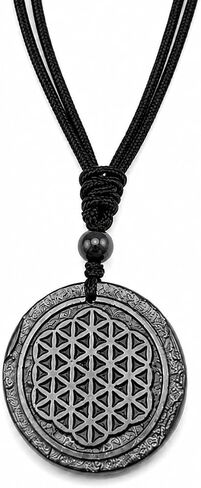Shungite Flower of life Pendant Necklace - Chakra Balance - Handcrafted Constellations Jewelry - Healing Crystal Protection Necklace - Energy Harmony in Saudi Arabia
