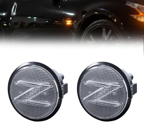 Z Shaped LED Side Marker Light Compatible with Nissan 370Z(Z34 Chassis) 2009-2020 Front Left Right Fender Side Repeater Marker Lamp 26160-1EK0A, 26165-1EK0A, Amber Dynamic Light Smoked Lens in Kuwait