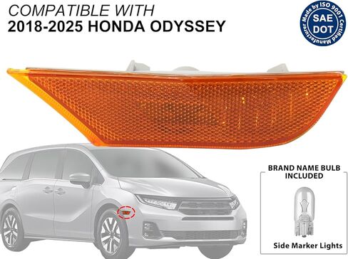 KAP Replacement for Front Fender Halogen Side Marker Lights 2018-2025 Odyssey Passenger Right Side with Bulb Included 33800THRA01 HO2551128 in Kuwait