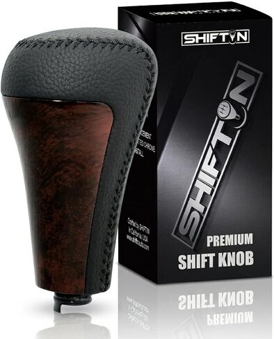 Replacement Gear Shift Knob Stick Shifter for Lexus GX460 2010-2018 GX-460 | Aftermarket Gearshift Car Acsessory Fits OEM Part 33504-60330-E3 C3 E1 | Black Leather and Brown Wood Grain Trim in Saudi Arabia