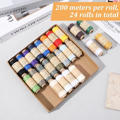 24 Pcs Elastic Sewing Thread, 0.5 MM Colorful Sewing Threads with Needle, Needle Threader 219 Yards / 200 M Per Spools for Weave, Overlock, Serger, Quilting, Knitting, DIY in Saudi Arabia