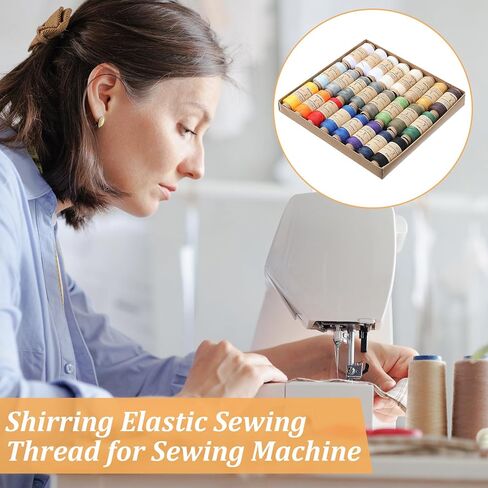 24 Pcs Elastic Sewing Thread, 0.5 MM Colorful Sewing Threads with Needle, Needle Threader 219 Yards / 200 M Per Spools for Weave, Overlock, Serger, Quilting, Knitting, DIY in Saudi Arabia