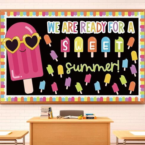 Summer Bulletin Board Decorations Set Summer Ice Popsicle Classroom Decor We are Ready for A Sweet Summer Paper Cutouts with Colorful Border for May June Library Classroom Wall Door Decor Home Office in Kuwait