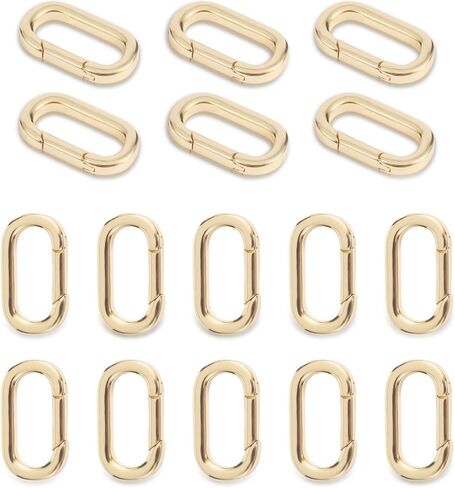 14K Gold Filled Oval Spring Clip Carabiner Jewelry Clasps Necklace Bracelet Shortener Connector for DIY Crafts (22mm-12 pcs) in Saudi Arabia
