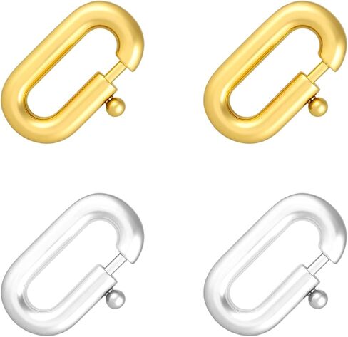 Gold & Silver Plated Oval Necklace Shortener Clasp, 4Pcs Dainty Spring Gate Rings for Jewelry Making, Small Carabiner Charm Connector for Thin Chains, Bracelet Extender & Pendant Bail Enhancer in Saudi Arabia