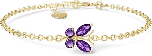 Galaxy Gold GG 0.6 ct 14k Solid Gold Flutter Amethyst Bracelet in Saudi Arabia