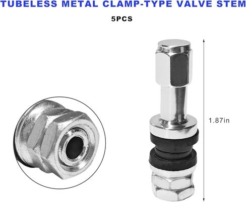 5 PCS VS43/TR43E Tubeless Clamp-in Valve Stems, High-Pressure Outer Mount Aluminum Alloy Car Wheel Valve Stem, Universal Auto Tire Air Stem Replacement for 0.453" Rim Holes (Silver) in Kuwait