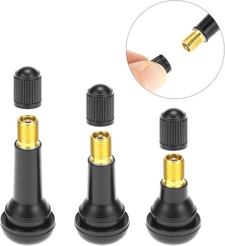 QWORK TR412 TR413 TR414 Tire Valve Stems, 100 Pieces Tubeless Valve Stems, Rubber Snap-in Valves for Cars, Trucks, Trailers, and More - Fits 0.453 Inch Rim Holes, Up to 65 PSI in Kuwait