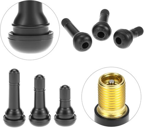 QWORK TR412 TR413 TR414 Tire Valve Stems, 100 Pieces Tubeless Valve Stems, Rubber Snap-in Valves for Cars, Trucks, Trailers, and More - Fits 0.453 Inch Rim Holes, Up to 65 PSI in Kuwait