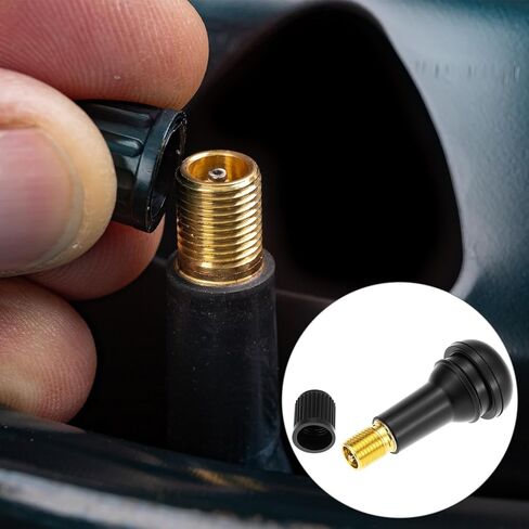 QWORK TR412 TR413 TR414 Tire Valve Stems, 100 Pieces Tubeless Valve Stems, Rubber Snap-in Valves for Cars, Trucks, Trailers, and More - Fits 0.453 Inch Rim Holes, Up to 65 PSI in Kuwait