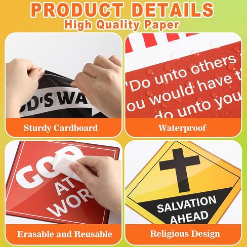 20 PCS Christian Road Signs VBS Decorations Religious Bulletin Board Set Christian Construction Sign Paper Cutouts Jesus Bible Verse Wall Decor for Sunday School Classroom Church in Saudi Arabia