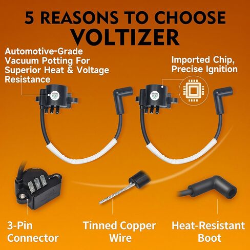 VOLTIZER High-Performance 24-584-90-S 24-584-89-S 24-755-172-S 24-755-173-S DSAI Ignition Coil Conversion Kit for Kohler CV740 CV750 CH740 CH750 SV735 SV740, Replaces 24-584-64-S, Engine Tested in Saudi Arabia