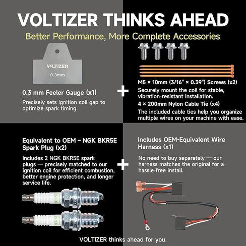 VOLTIZER High-Performance 24-584-90-S 24-584-89-S 24-755-172-S 24-755-173-S DSAI Ignition Coil Conversion Kit for Kohler CV740 CV750 CH740 CH750 SV735 SV740, Replaces 24-584-64-S, Engine Tested in Saudi Arabia