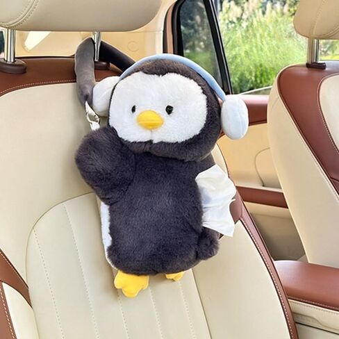 Penguin Car Tissue Holder Plush Cute Hanging Paper Towel Dispenser for Handle or Seat Back Soft Animal Design for Car Home Bathroom in Kuwait
