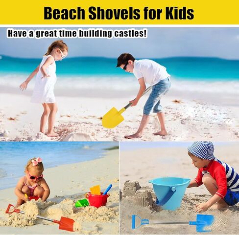 Beach Shovels Long Handle, 24" Sand Shovels for Beach Adult Plastic Shovels for Oceanside Travel Digging Sand 3 Pack Stainless Steel Tube Comfort Grip Blue Yellow Red (Black New Sponge Handle) in Saudi Arabia