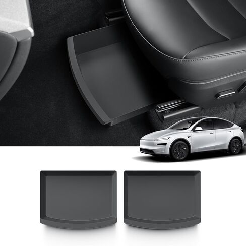 LUCKEASY 2 قطعة صندوق تخزين تحت المقعد لطراز Tesla Y 2021-2024 الصف الأول تحت المقعد للتخزين أسفل صندوق السائق ومنظم الركاب (ليس لطراز 2025 Y Juniper المقاعد الأمامية الخلفية أسفل) TPE أسود in Kuwait