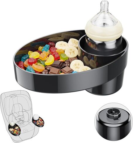 2 Pack Twist Lock Car Seat Snack Tray, Cup Holder Replacement for Safety 1st EverFit & Grow and Go, Compatible with Maxi-COSI Pria & Cosco C6577 &C6474, Larger Cup Holder for Kids Travel (Black) in Saudi Arabia