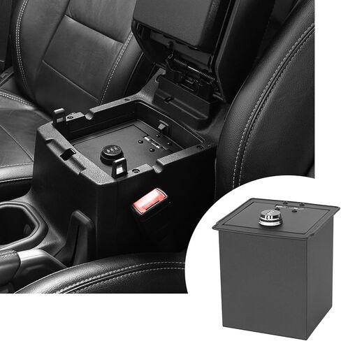 Hooke Road JL Gladiator Center Console Safe Lockbox Insert Armrest Storage for 2018-2026 Jeep Wrangler JL & Gladiator JT (Exclude Rubicon), Heavy Duty Safety Password Lock Box Vault (Black Steel) in Kuwait