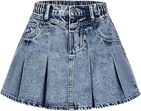 Girl's Pleated Denim Skirt Low Rise Y2k Jean Mini Skirts with Pockets in Saudi Arabia