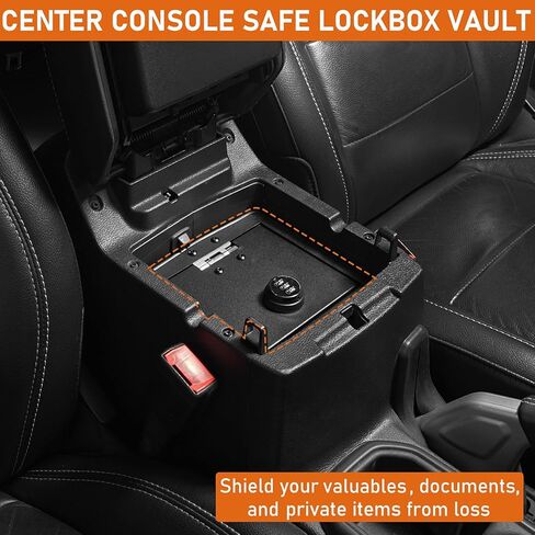 Hooke Road JL Gladiator Center Console Safe Lockbox Insert Armrest Storage for 2018-2026 Jeep Wrangler JL & Gladiator JT (Exclude Rubicon), Heavy Duty Safety Password Lock Box Vault (Black Steel) in Kuwait
