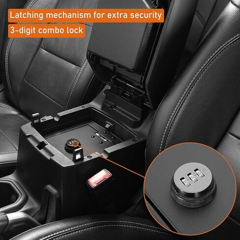 Hooke Road JL Gladiator Center Console Safe Lockbox Insert Armrest Storage for 2018-2026 Jeep Wrangler JL & Gladiator JT (Exclude Rubicon), Heavy Duty Safety Password Lock Box Vault (Black Steel) in Kuwait